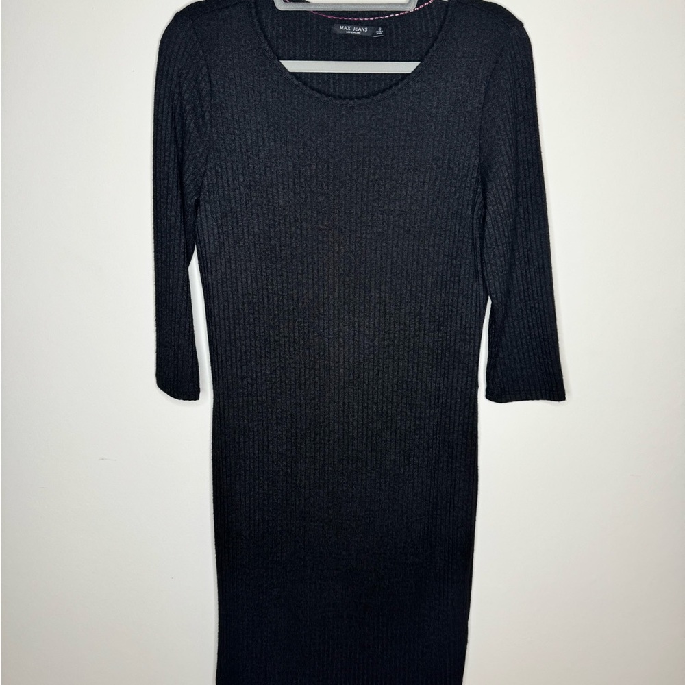 Max Jeans Black Ribbed Knit Dress